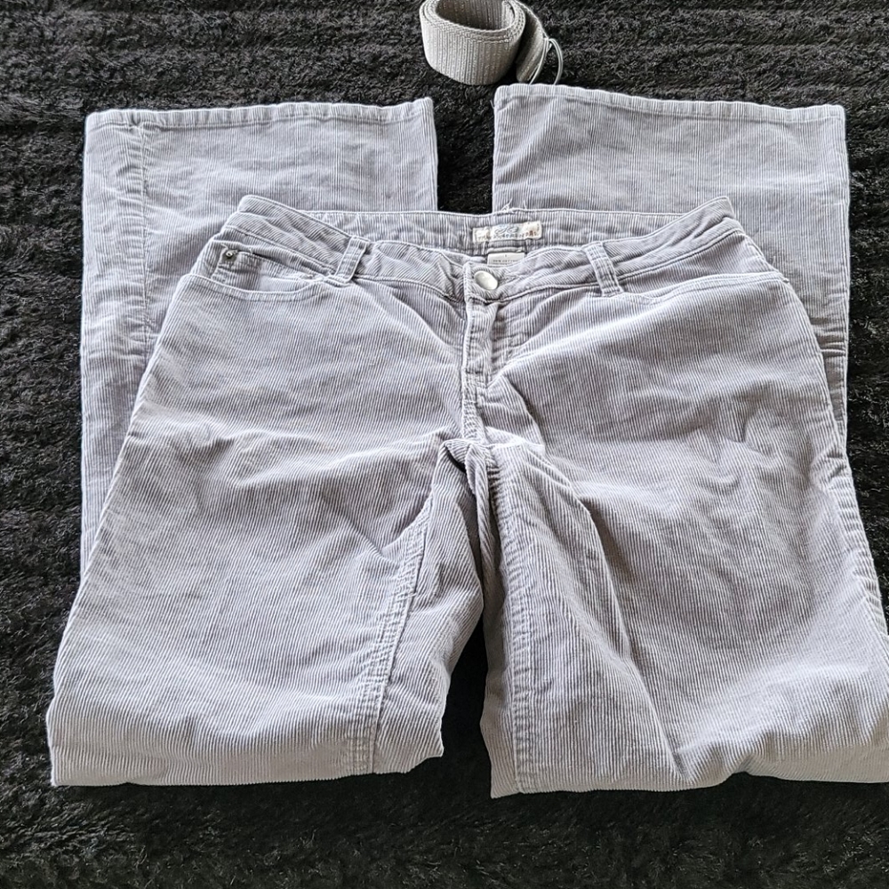 Gray Low-Rise Super Flare Corduroy Pants Sz. 1 ONE PAIR!